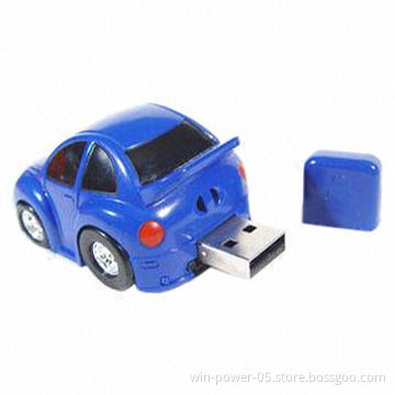 Car-shaped USB Flash Disk w/1 to 64GB Capacity, CE/FCC/RoHS Marks, Data Preloading Service Welcomed